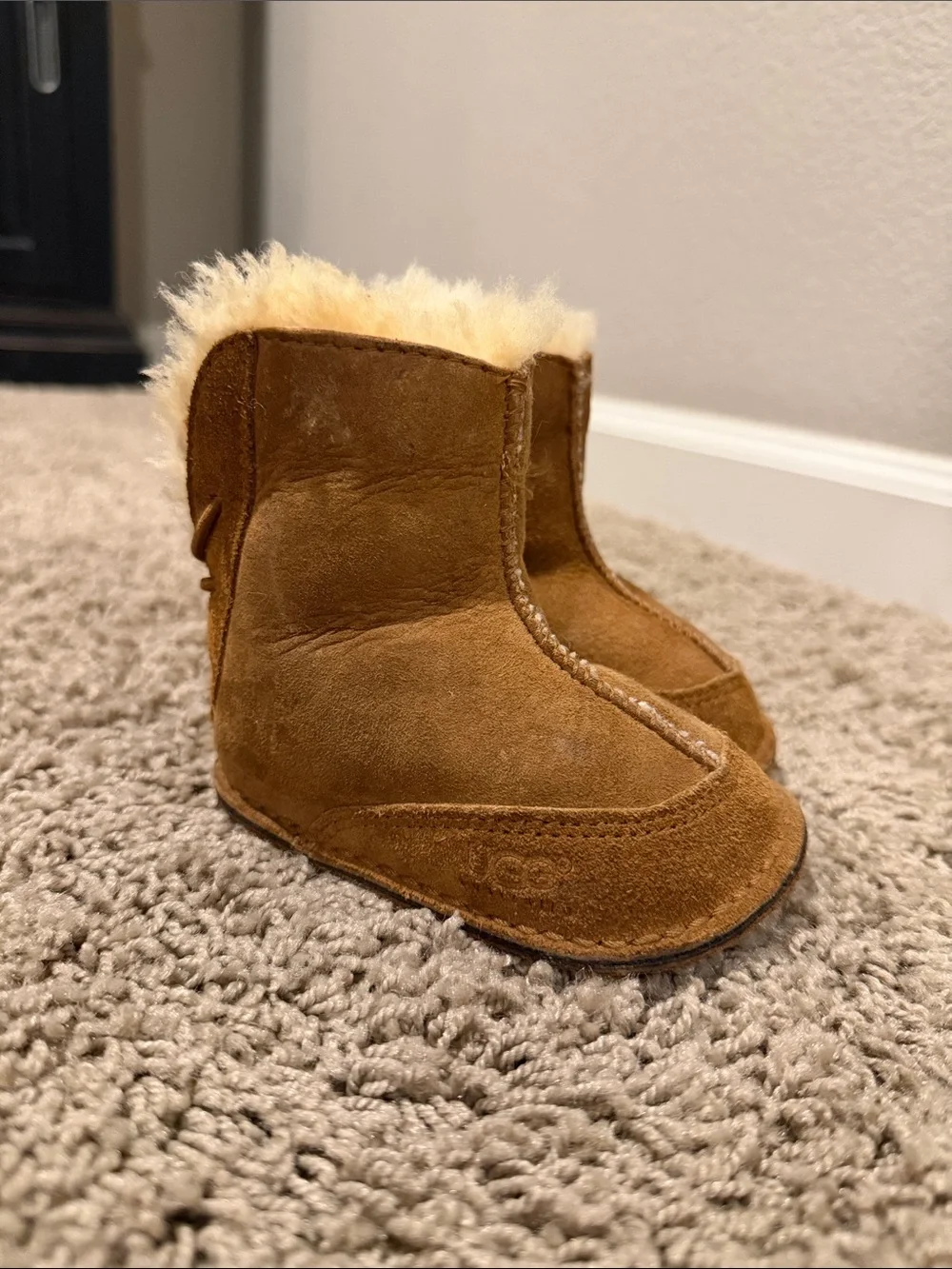 UGG Baby Chestnut Suede Shearling Booties
